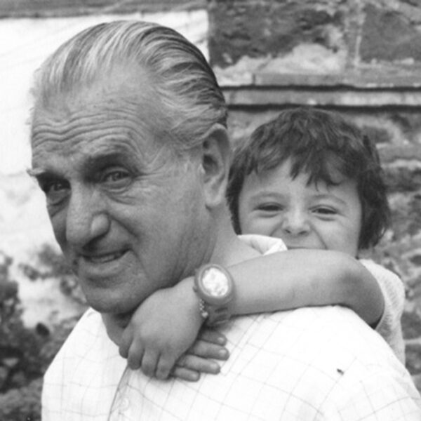 hugging my grandfater black and white